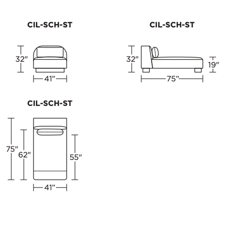 American Leather Castiel Chaise Jenson Clay Dimensions Sheet