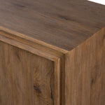 Chalmers Media Console Weathered Oak Veneer Corner Detail 241031-001