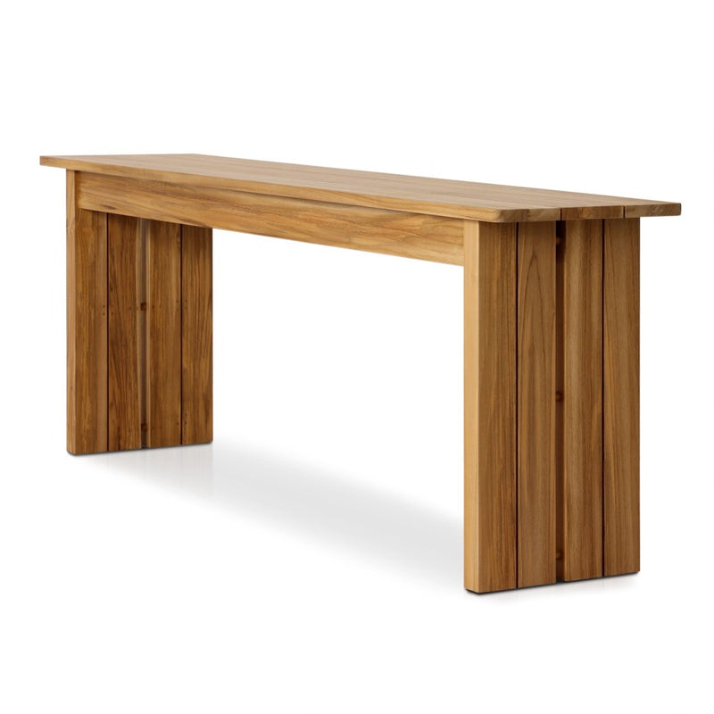 Chapman Outdoor Console Table Natural Teak-FSC Angled View 241699-001