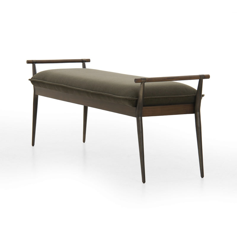 Charlotte Bench Modern Velvet Loden Angled View 108543-006