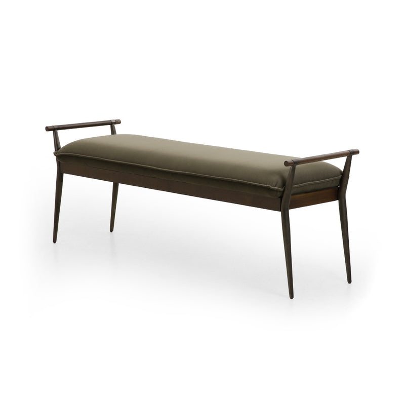 Charlotte Bench Modern Velvet Loden Angled View Four Hands