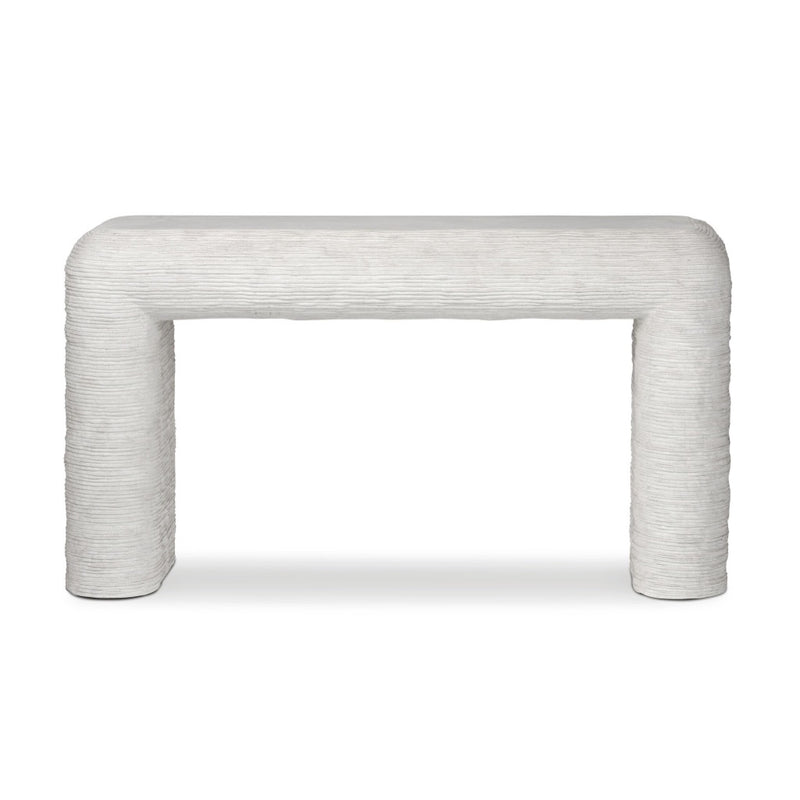 Four Hands Cirri Console Table Smooth Lunar Concrete Front Facing View