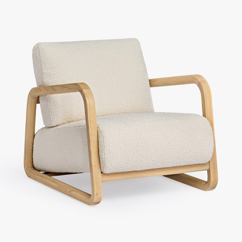 Clayton Lounge Chair Ivory Angled View Co.House Designs