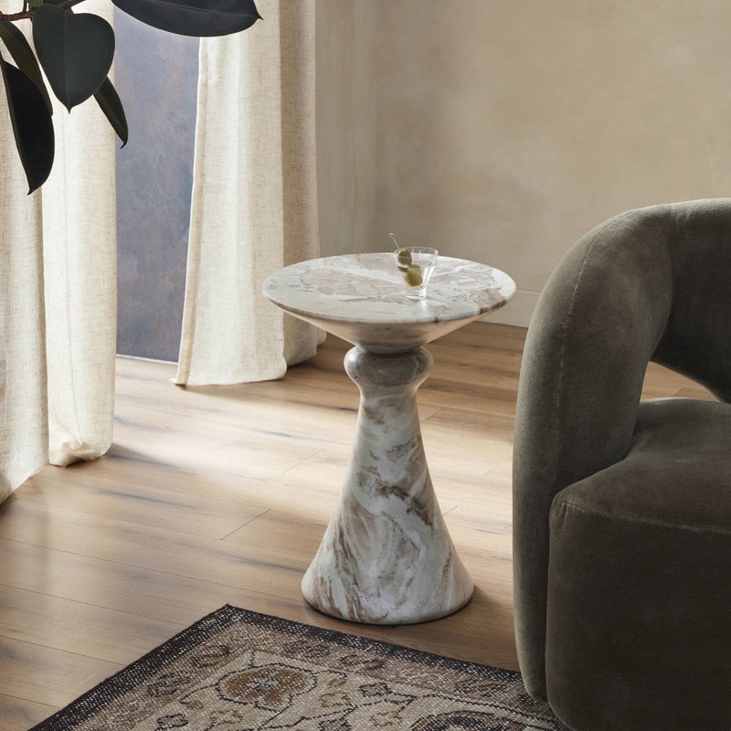 Connie End Table Sawar Marble Staged View 246641-001