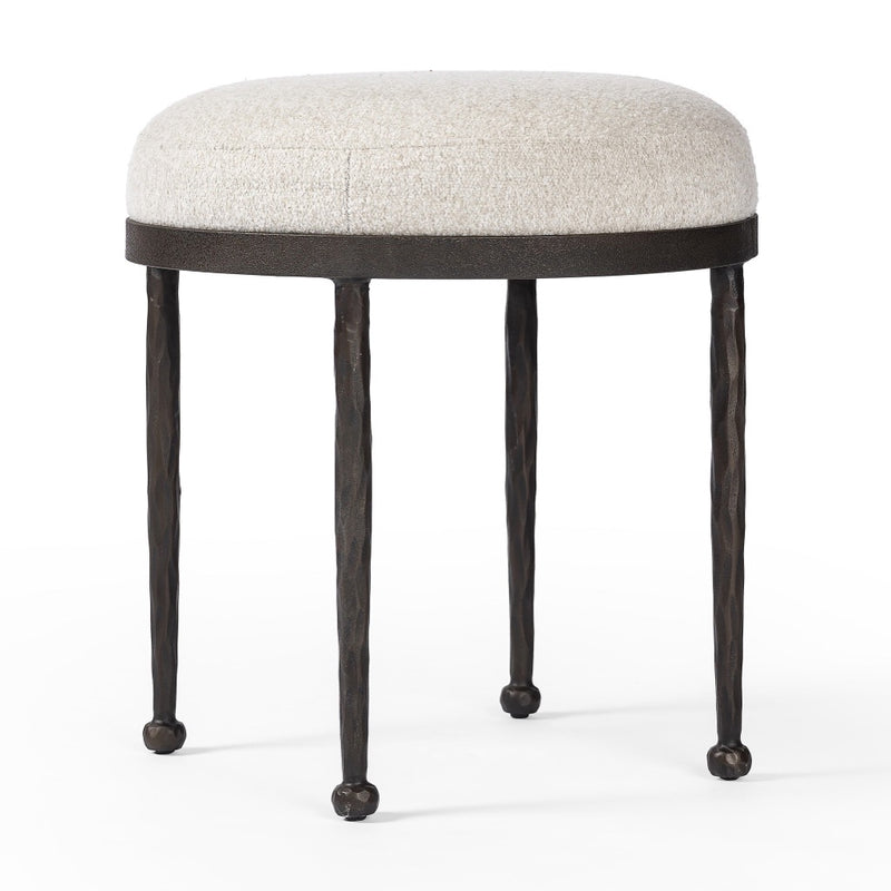 Corinne Accent Stool Crete Pebble Angled View Four Hands