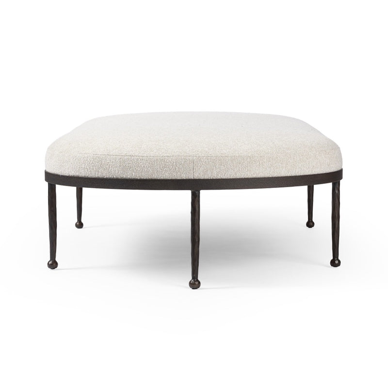 Four Hands Corinne Cocktail Ottoman Crete Pebble Side View