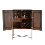 Home Trends & Design Cosmopolitan Bar Cabinet Honey Brown Open Doors