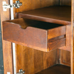 Home Trends & Design Cosmopolitan Bar Cabinet Honey Brown Open Interior Drawers