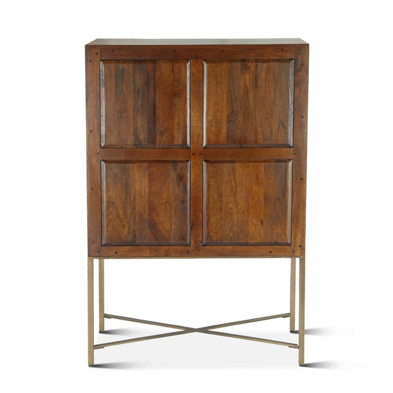 Cosmopolitan Bar Cabinet Honey Brown Back View FCS-BARHB