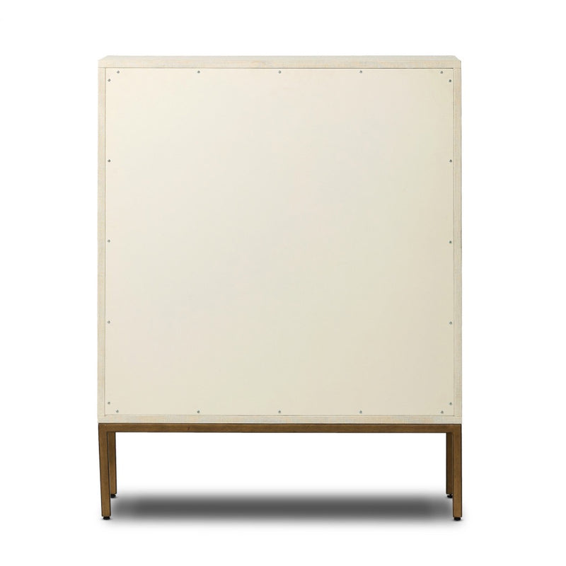 Cressida Bar Cabinet Ivory Painted Linen Back View 230794-003