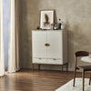 Cressida Bar Cabinet Ivory Painted Linen Staged View Four Hands