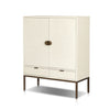 Cressida Bar Cabinet Ivory Painted Linen Angled View 230794-003