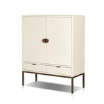 Cressida Bar Cabinet Ivory Painted Linen Angled View 230794-003