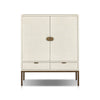 Cressida Bar Cabinet Ivory Painted Linen Front Facing View 230794-003