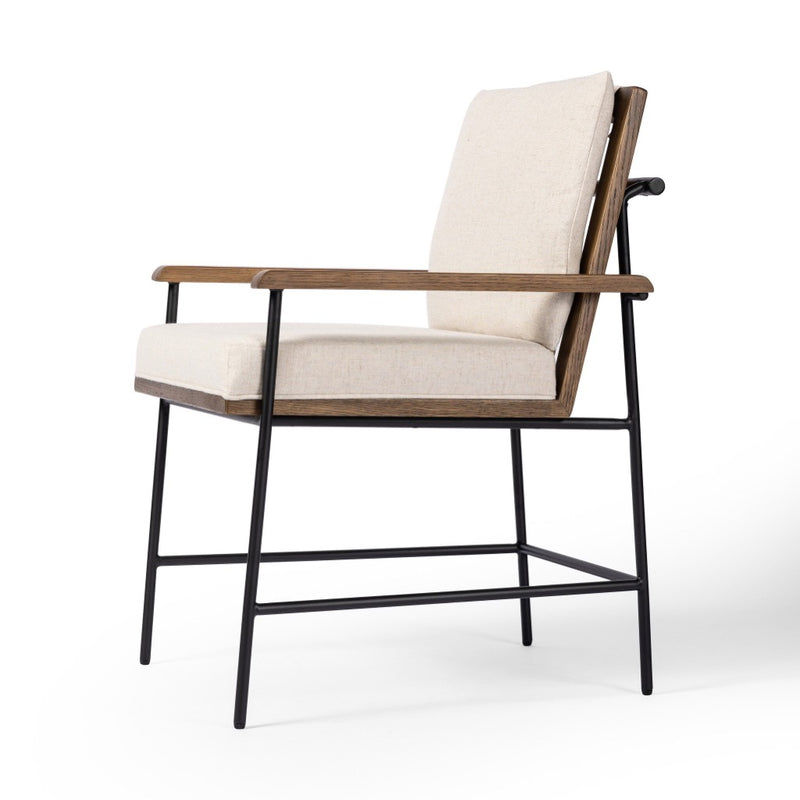 Crete Dining Armchair Savile Flax Side Angled View 236330-001