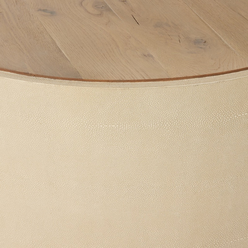 Four Hands Crosby Round Coffee Table Shagreen Light Cream Detail