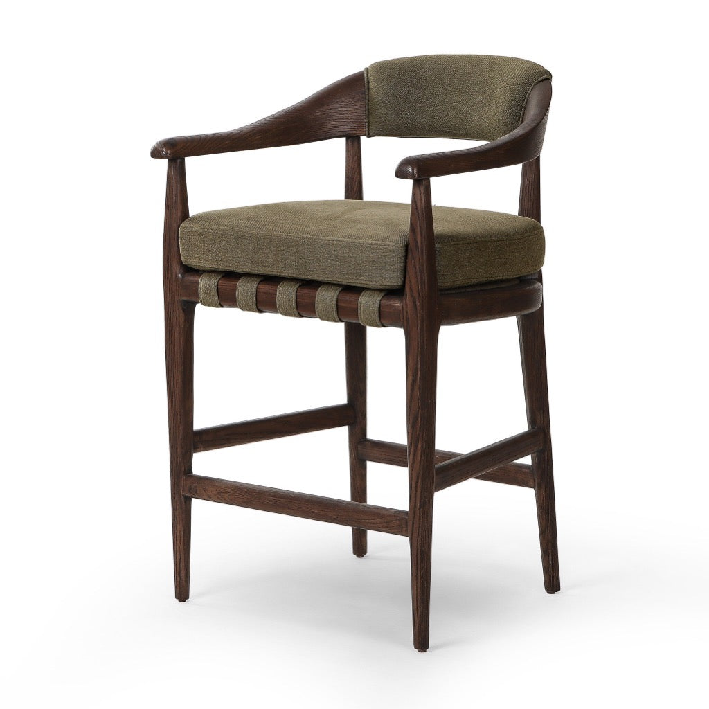 Dane Stool Broadway Olive Angled View Four Hands