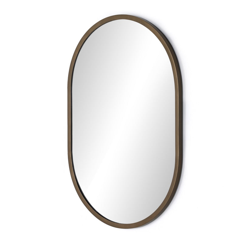 Dasha Small Mirror Iron Matte Brass Angled View 232021-002