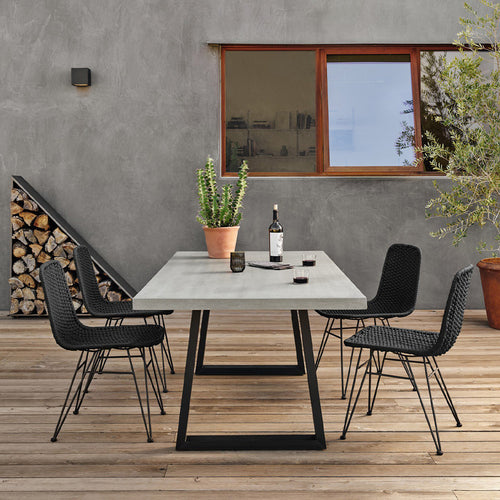 Dema Outdoor Dining Chair Dark Grey Staged View Four Hands