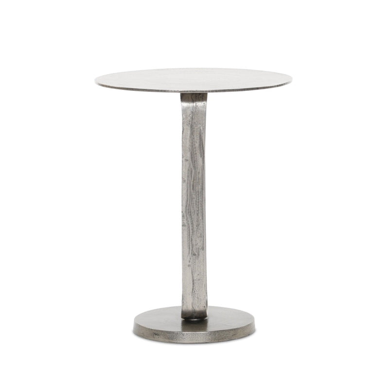 Douglas End Table Raw Antique Nickel Side View 106551-010