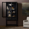 Four Hands Driskel Cabinet Dark Anthracite Staged View Open Cabinet Doors