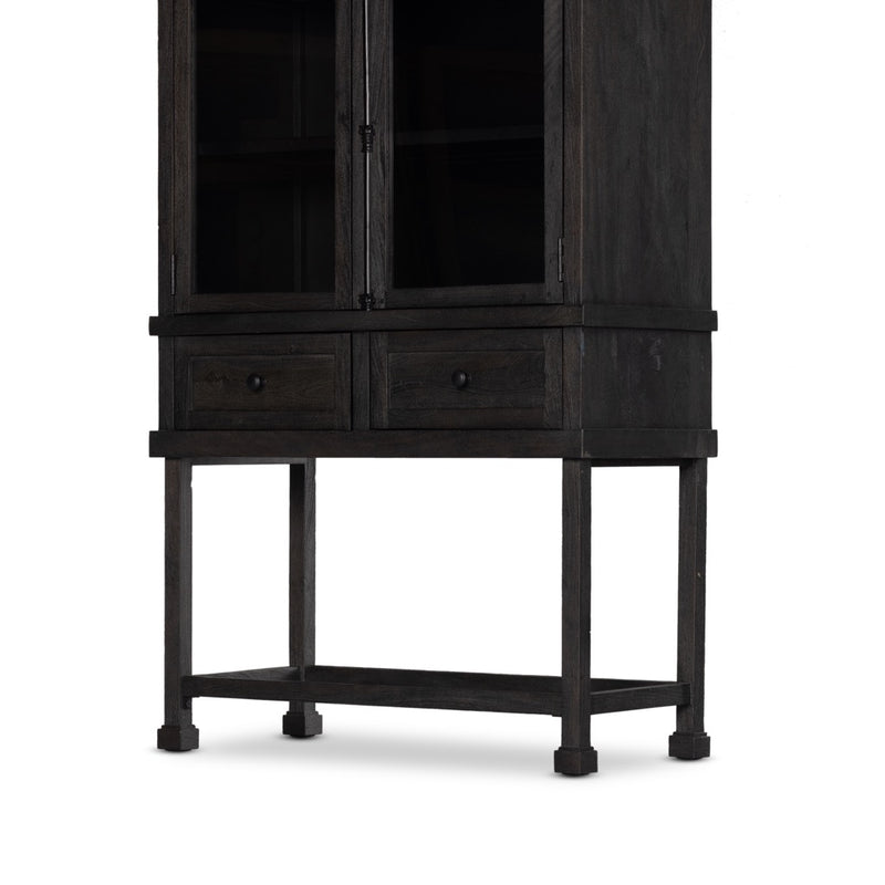 Driskel Cabinet Dark Anthracite Reclaimed Wood Legs Four Hands