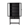 Driskel Cabinet Dark Anthracite Front Facing View Open Glass Doors 232358-001
