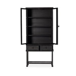 Driskel Cabinet Dark Anthracite Front Facing View Open Glass Doors 232358-001
