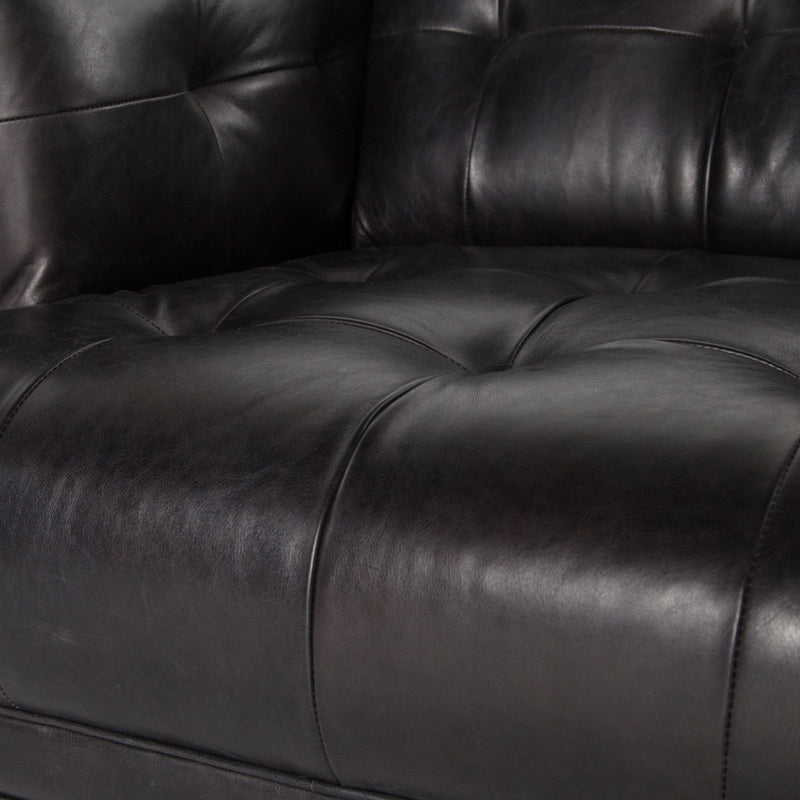 Dylan Chair Rider Black Top Grain Leather Tufting CKEN-52C-396