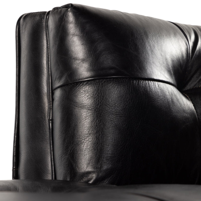 Dylan Chaise Lounge Rider Black Top Grain Leather Tufting CKEN-154C-396