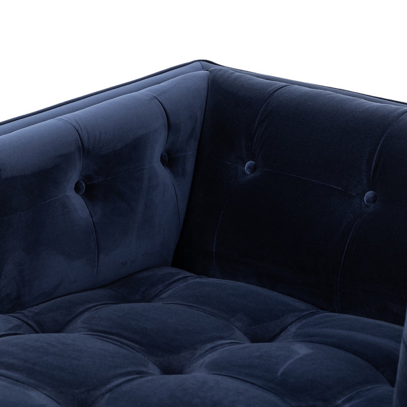 Dylan Chaise Sapphire Navy Velvet Tufting Four Hand