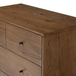 Eaton 5 Drawer Dresser Amber Oak Resin Top Corner Detail Four Hands