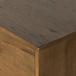 Four Hands Eaton 9 Drawer Dresser Amber Oak Resin Corner Detail