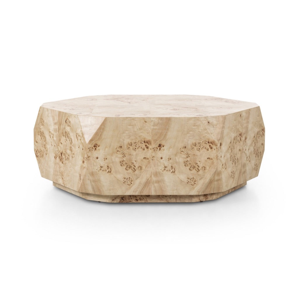 Elena Coffee Table Light Burl Angled View Four Hands