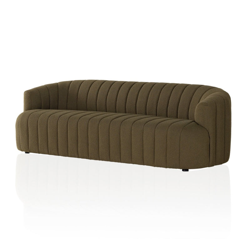 Elliana Sofa FIQA Boucle Olive Angled View Four Hands