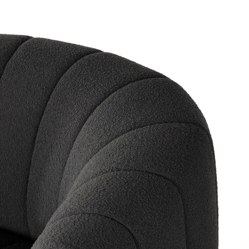 Four Hands Elliana Swivel Chair FIQA Boucle Charcoal Curved Armrest