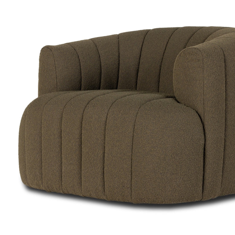 Four Hands Elliana Swivel Chair FIQA Boucle Olive Channeled Seating