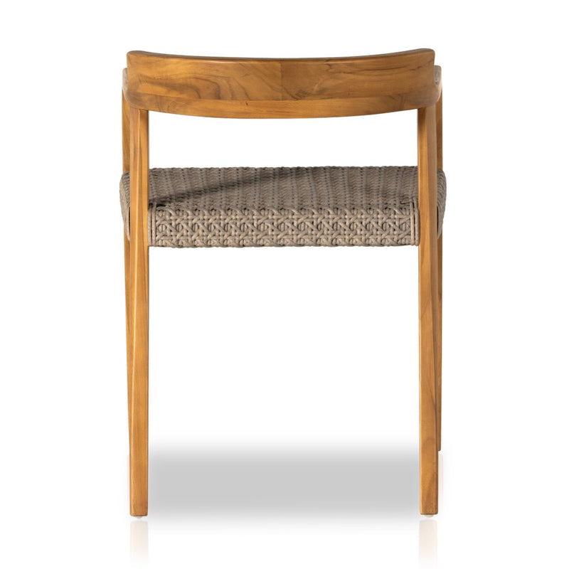 Elva Outdoor Dining Chair Natural Teak Back View Four Hands