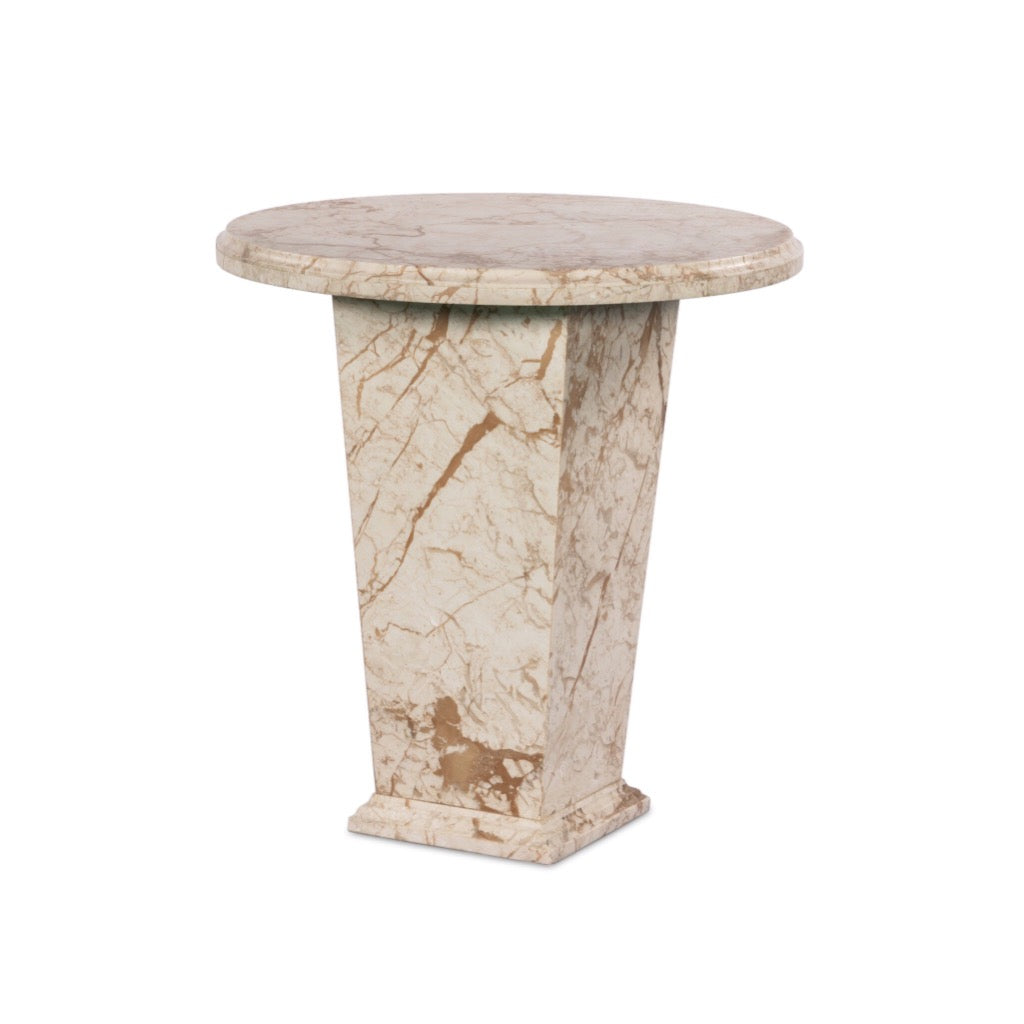 Eslo End Table Desert Taupe Marble Angled View Four Hands