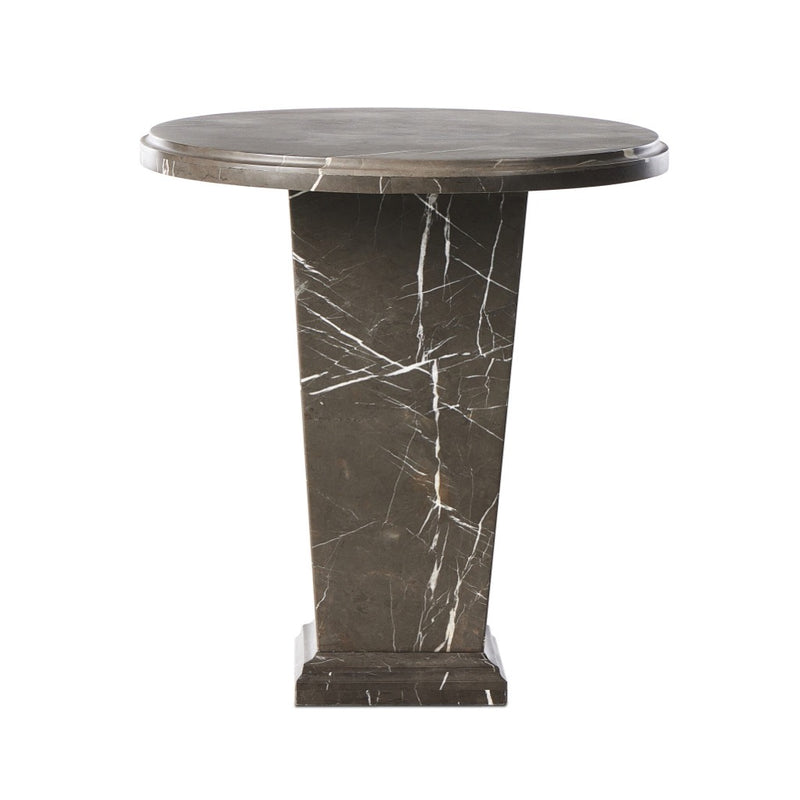 Eslo End Table Grey Italian Marble Side View Four Hands