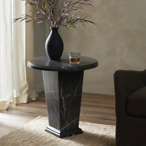 Eslo End Table Grey Italian Marble Staged View 238134-002