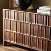 Ezri Sideboard Cocoa Oak Staged View Carved Doors 240888-001