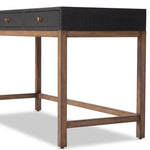 Four Hands Fiona Desk Black Raffia Solid Mahogany Legs