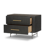 Four Hands Fletcher Large Nightstand Bluestone Angled View Open Drawers