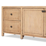 Gaines Media Console Aged Light Pine Angled View Drawers 233546-002