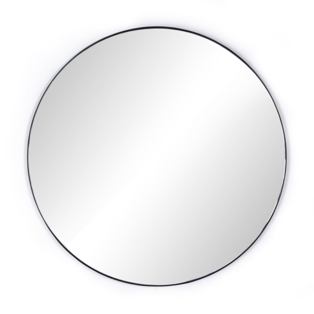 Georgina Round Mirror Iron Matte Black Front View 232361-002