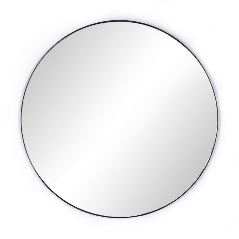 Georgina Round Mirror Iron Matte Black Front View 232361-002