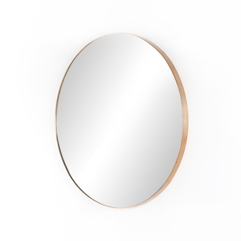 Georgina Round Mirror Polished Brass Side View 232361-001