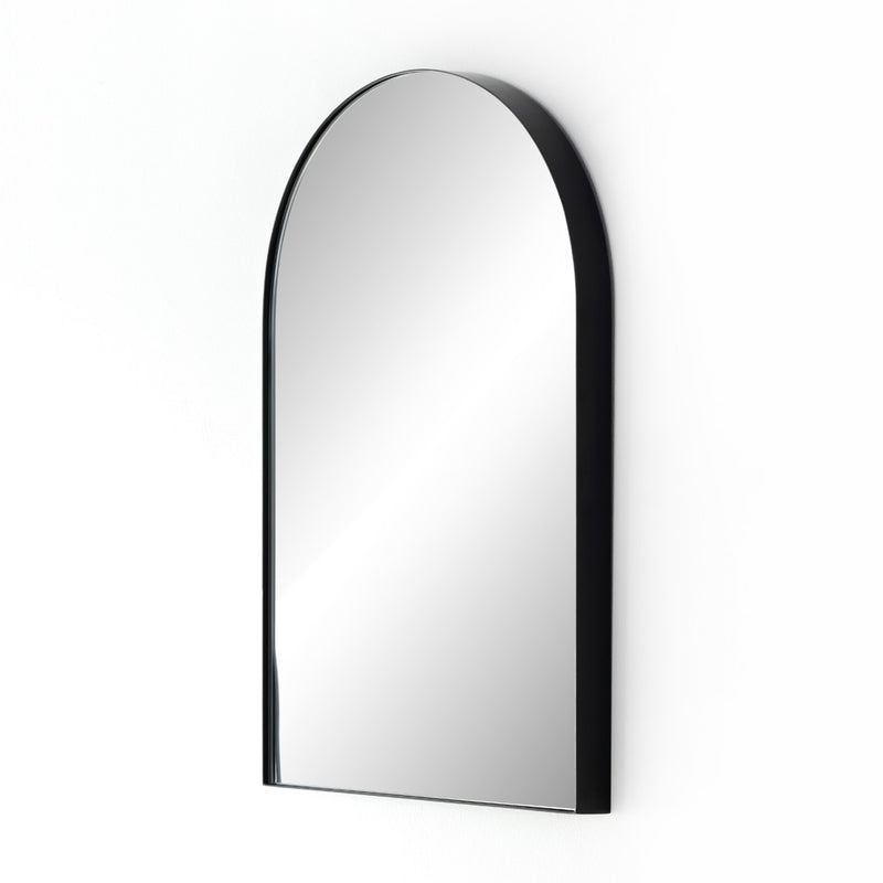 Georgina Small Mirror Iron Matte Black Angled View Four Hands