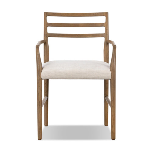 Glenmore Dining Arm Chair Smoked Oak Front View Four Hands